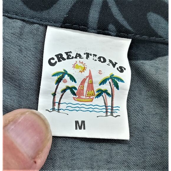 Hawaiian Button Front Shirt Size Medium Single Stich Tropical Plants & Birds - Picture 5 of 6